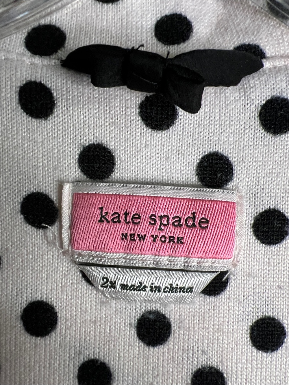 kate spade Pink and Black Polka Dot Two-Piece Pajama Set - Picture 2 of 5